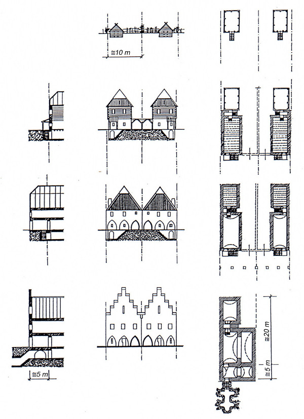 Obr. 10. Vývoj městského domu od 12. do 15. století